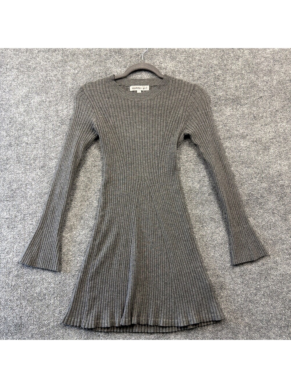 Madden Girl Size Medium Sweater Knit Dress Grey